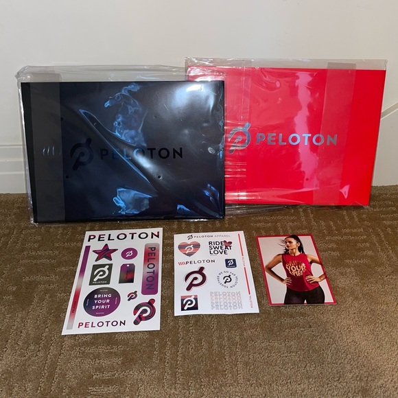 PELOTON Gift Boxes - 1 Red and 1 Black plus bonus stickers and post card!